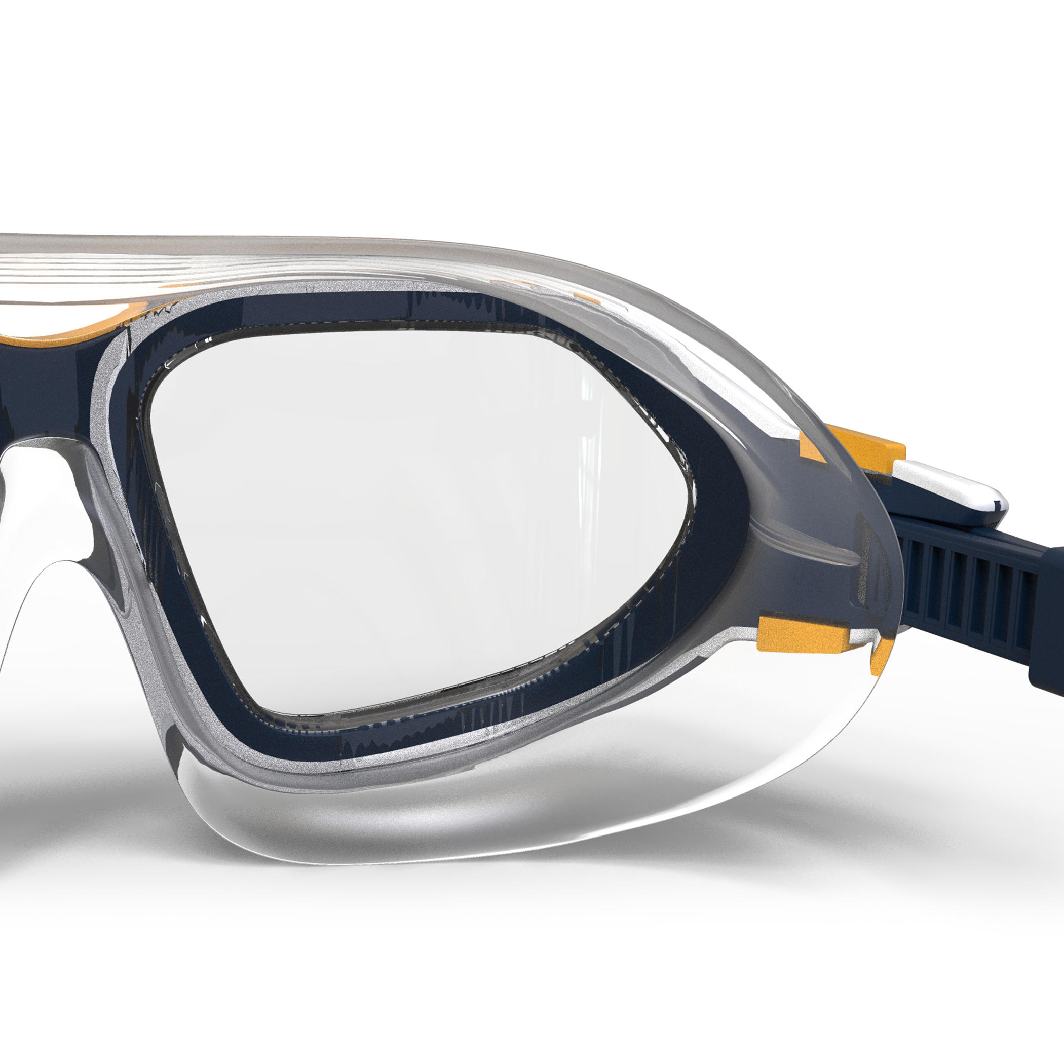 Swimming Pool Mask ACTIVE Size L Clear Lenses Wide Vision Yellow White