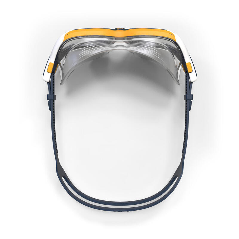 透明鏡片游泳面鏡500 ACTIVE ASIA L號白黃色