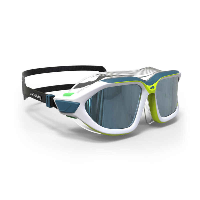Active Asia Swimming Mask 500 S - White Green Mirror Lenses