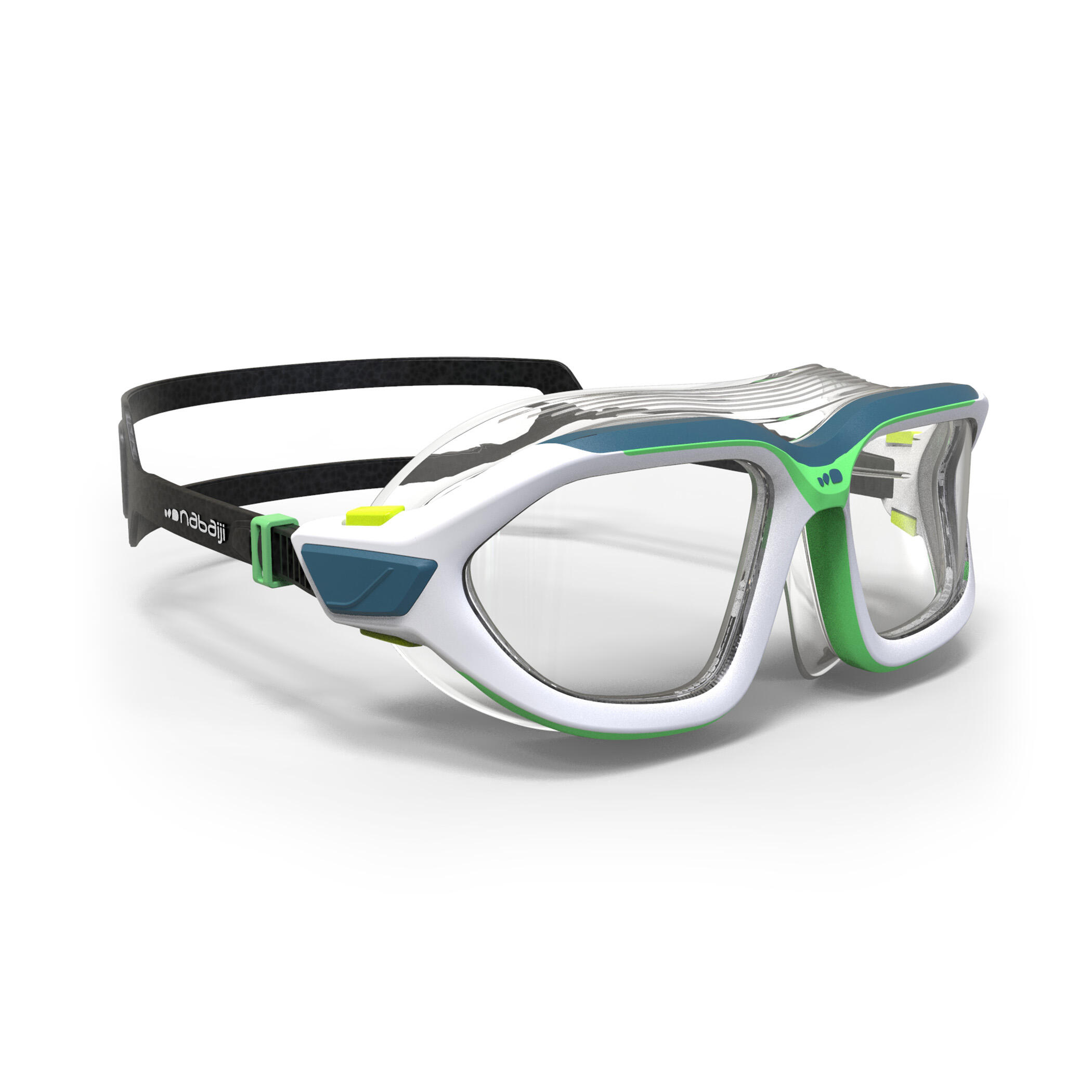 

Swimming Pool Mask Active Size  Clear Lenses - Green / White -  By NABAIJI | Decathlon