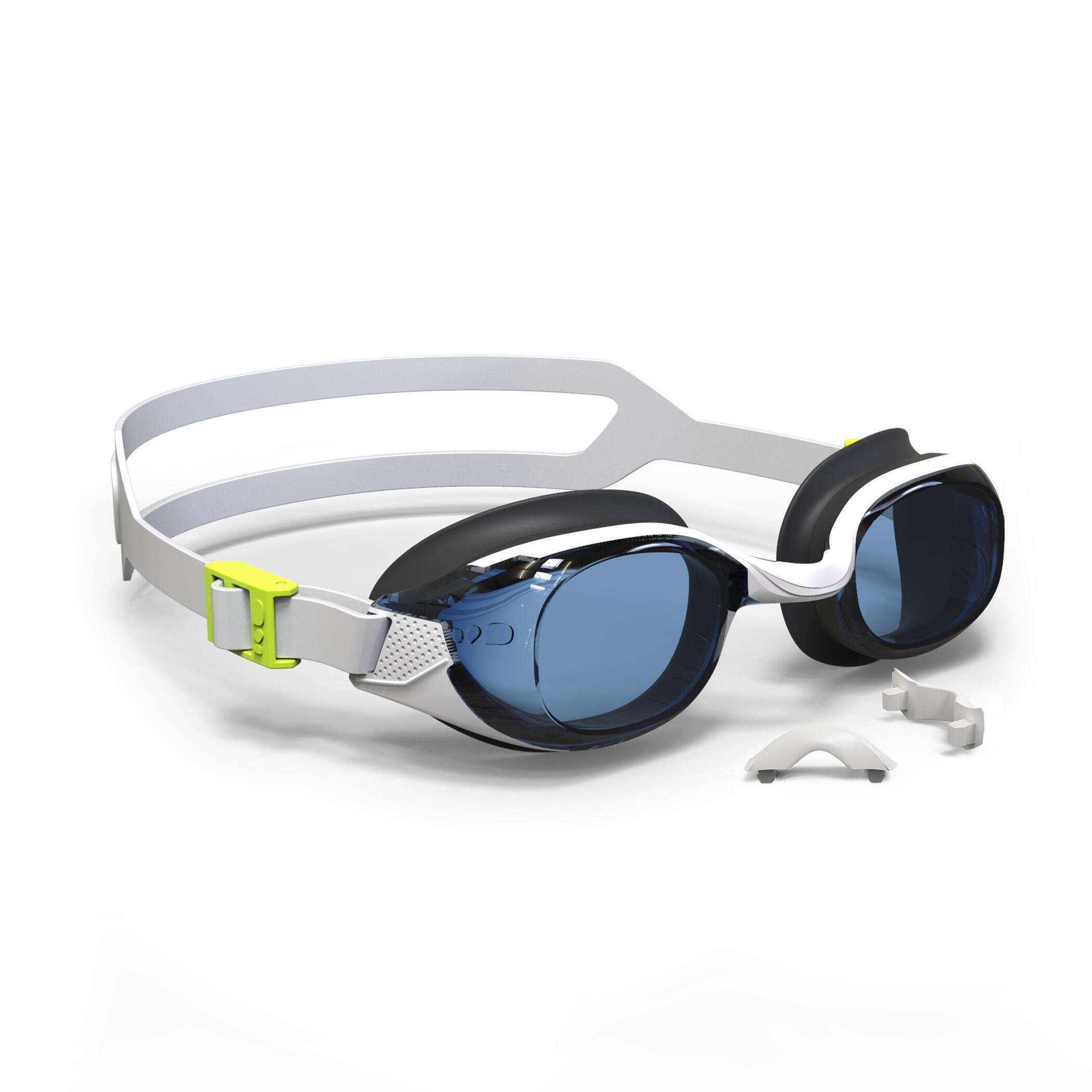 Ochelari înot BFIT 500 Lentile Transparente Albastru-Alb decathlon.ro imagine 2022