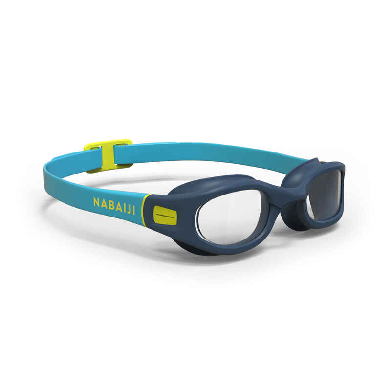 نظارات سباحة100 SOFT مقاسS - أزرق أصفر بعدسات شفافة