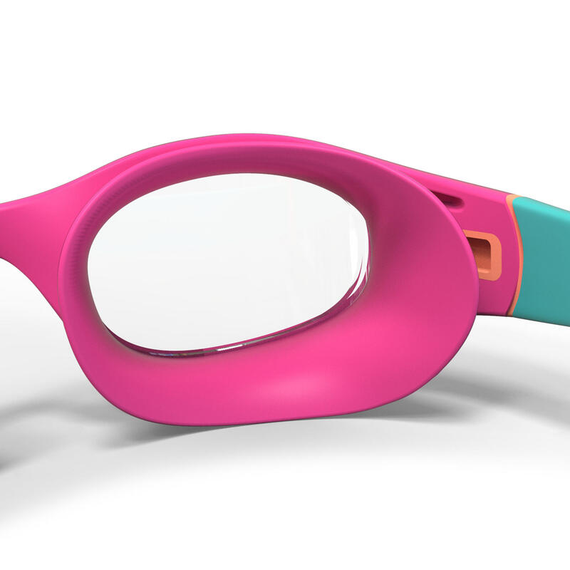 Úszószemüveg, Soft 100, S-es méret, világos lencsékkel, rózsaszín 