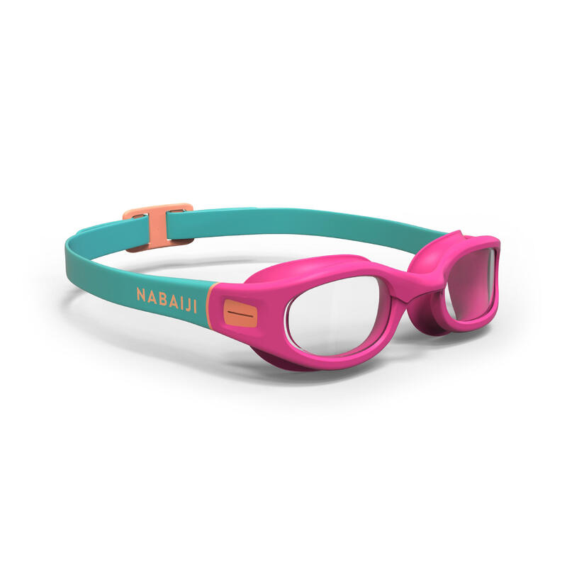Zwembril 100 Soft maat S roze koraal heldere glazen