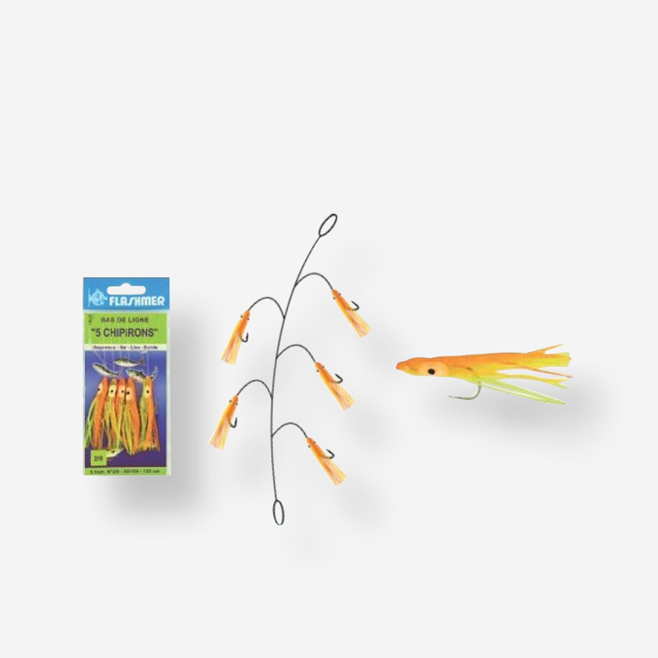 FLASHMER Lure fishing rigged line 5 CHIPIRONS with five hooks No. 2/0
