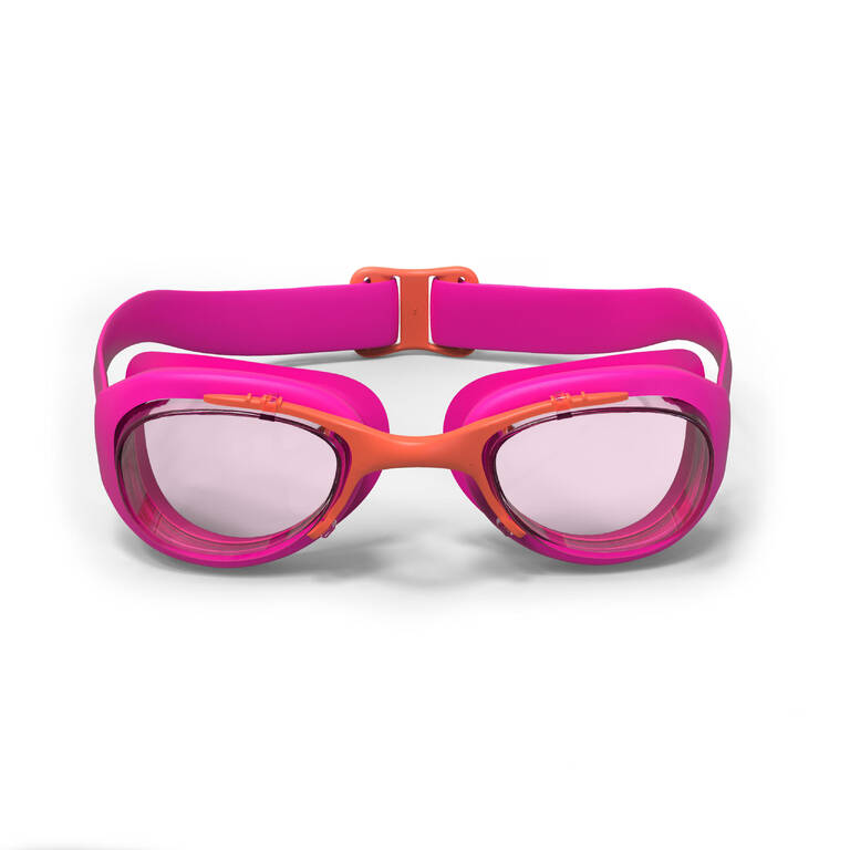 Swimming goggles XBASE - Clear lenses - Kids' size - Pink orange