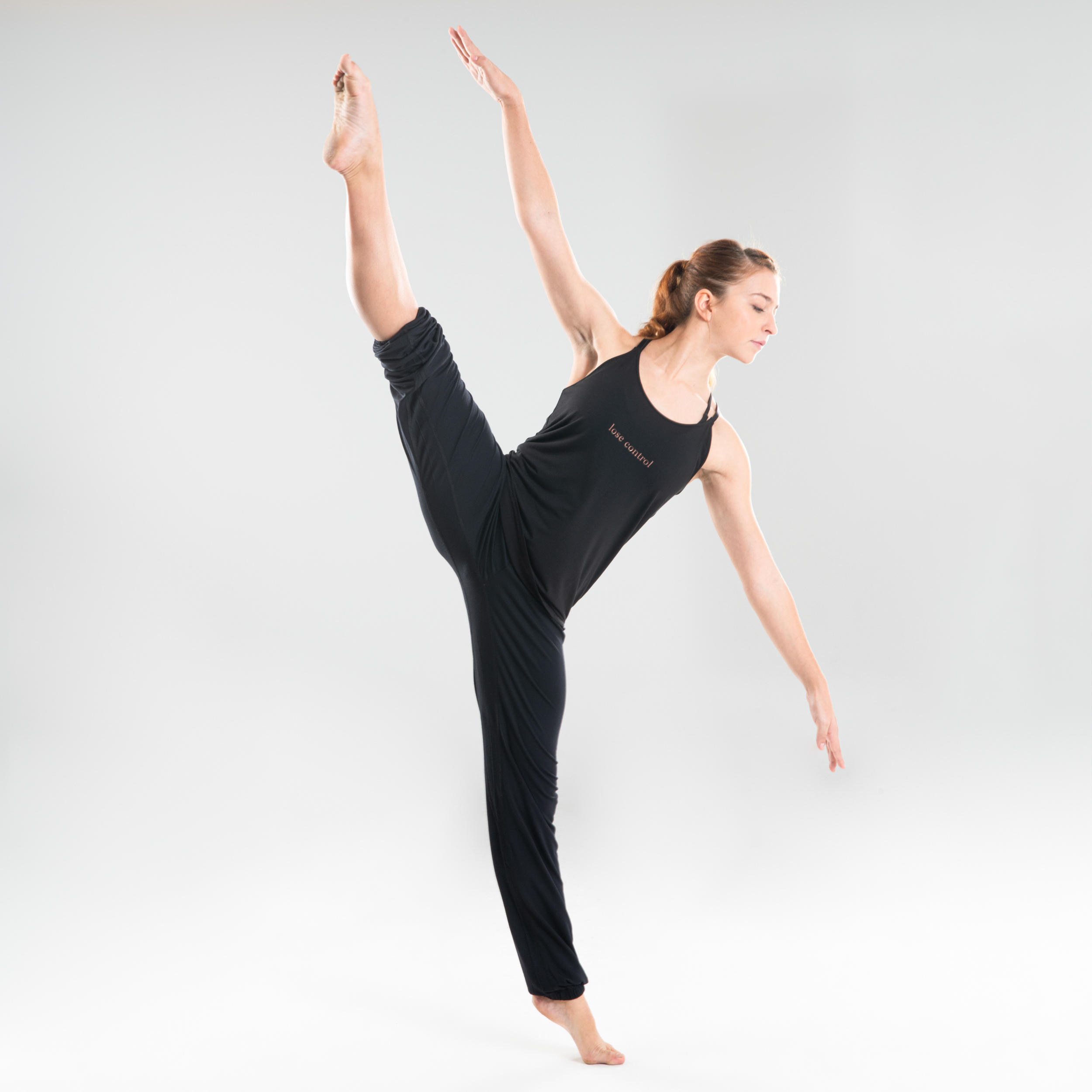 Women's Loose Modern Dance Tank Top - Black 2/14