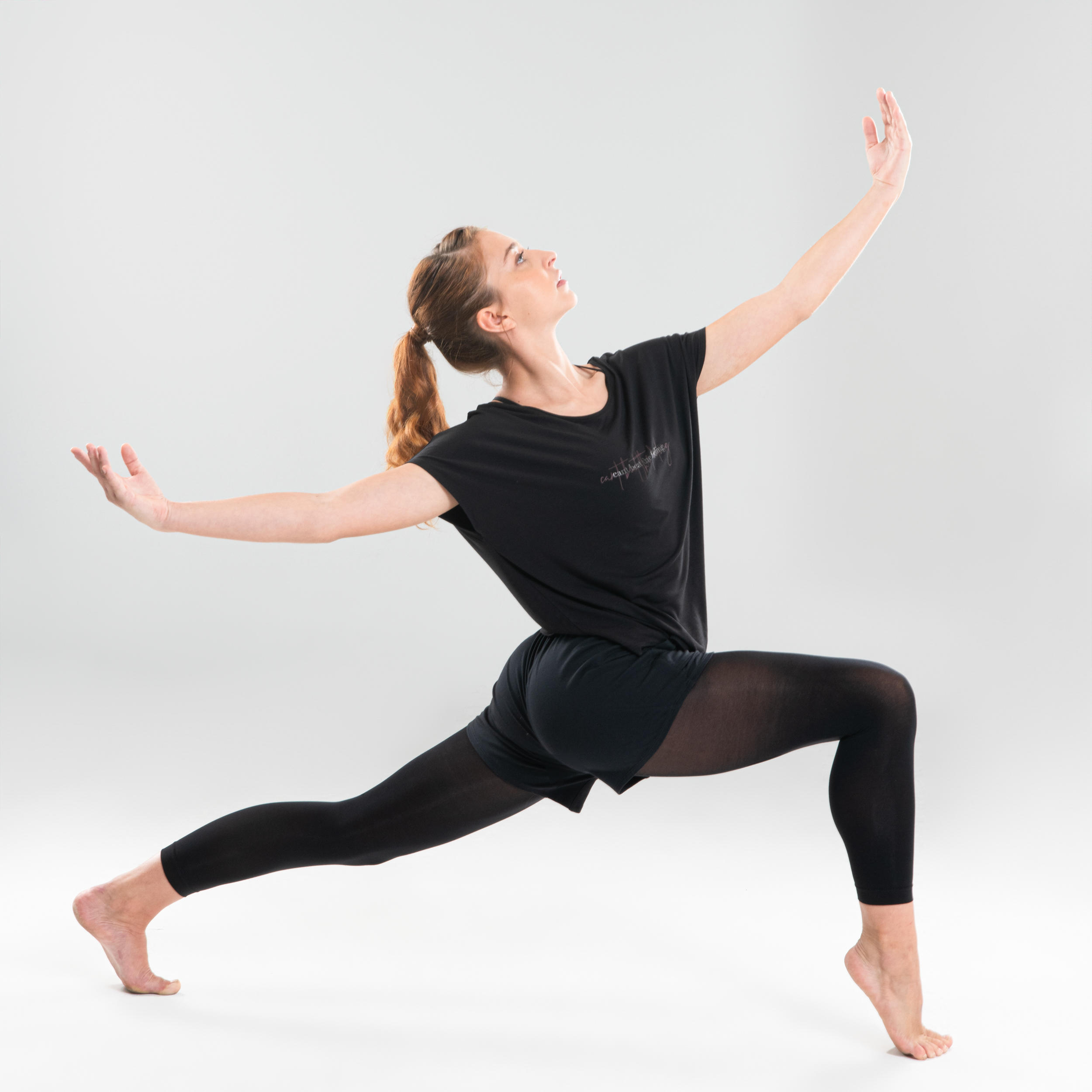 Women's Loose Modern Dance T-Shirt - Black 3/14