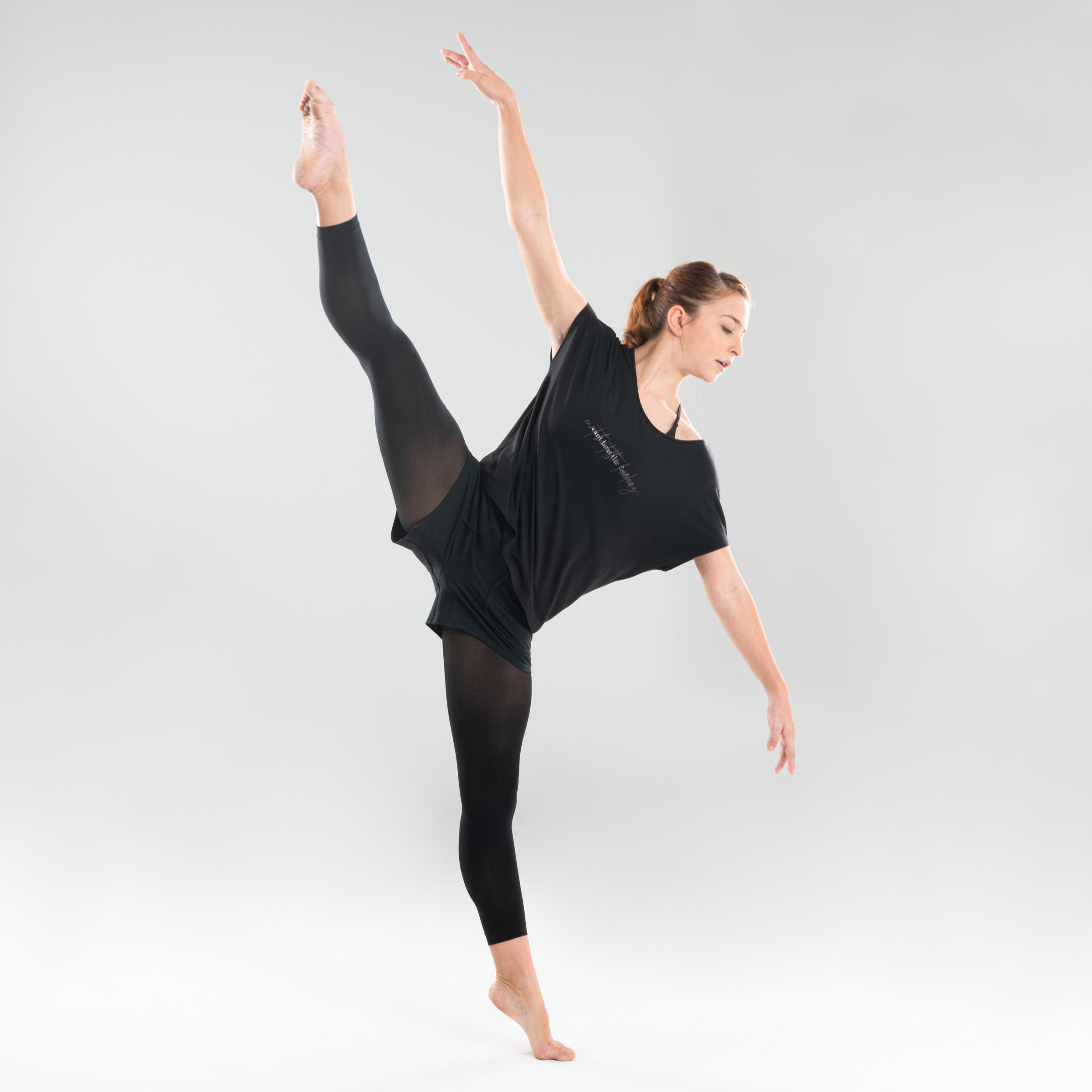 Women's Loose Modern Dance T-Shirt - Black 2/14