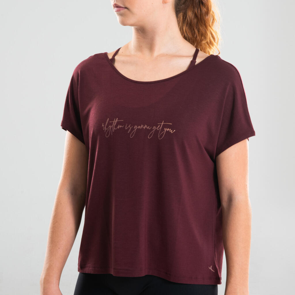 T-shirt danse moderne bordeaux fluide femme