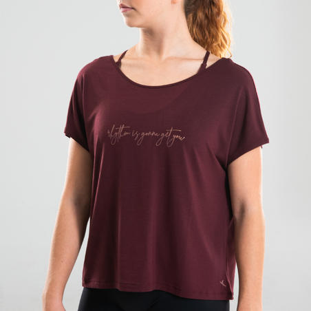 T-shirt danse moderne bordeaux fluide femme