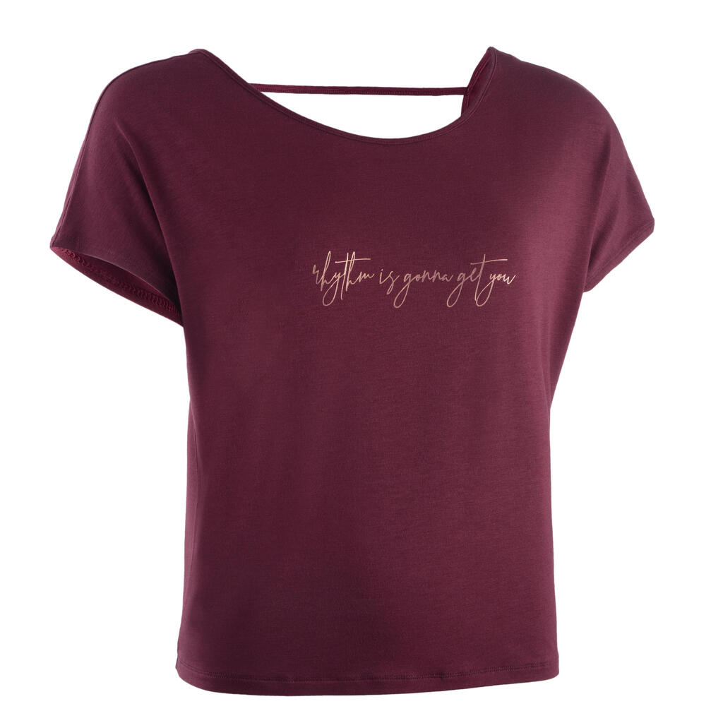 T-shirt danse moderne bordeaux fluide femme