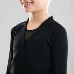 Girls' Ballet Wrap-Over Top - Black