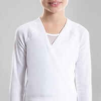 Girls' Ballet Wrap-Over Top - White