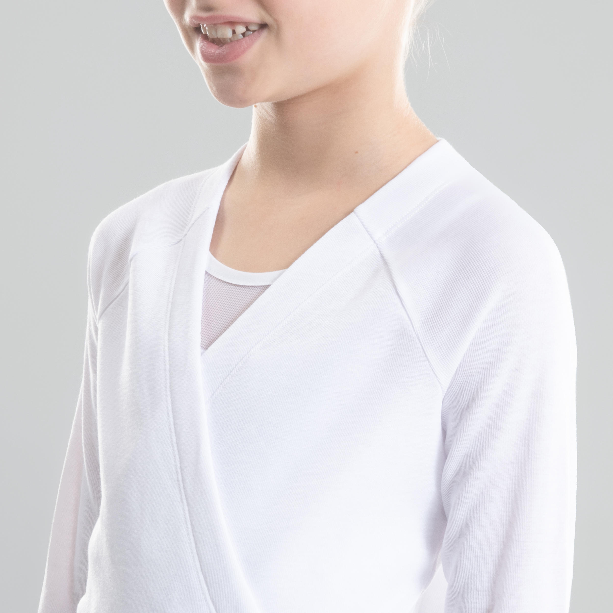 Girls' Ballet Wrap-Over Top - White 