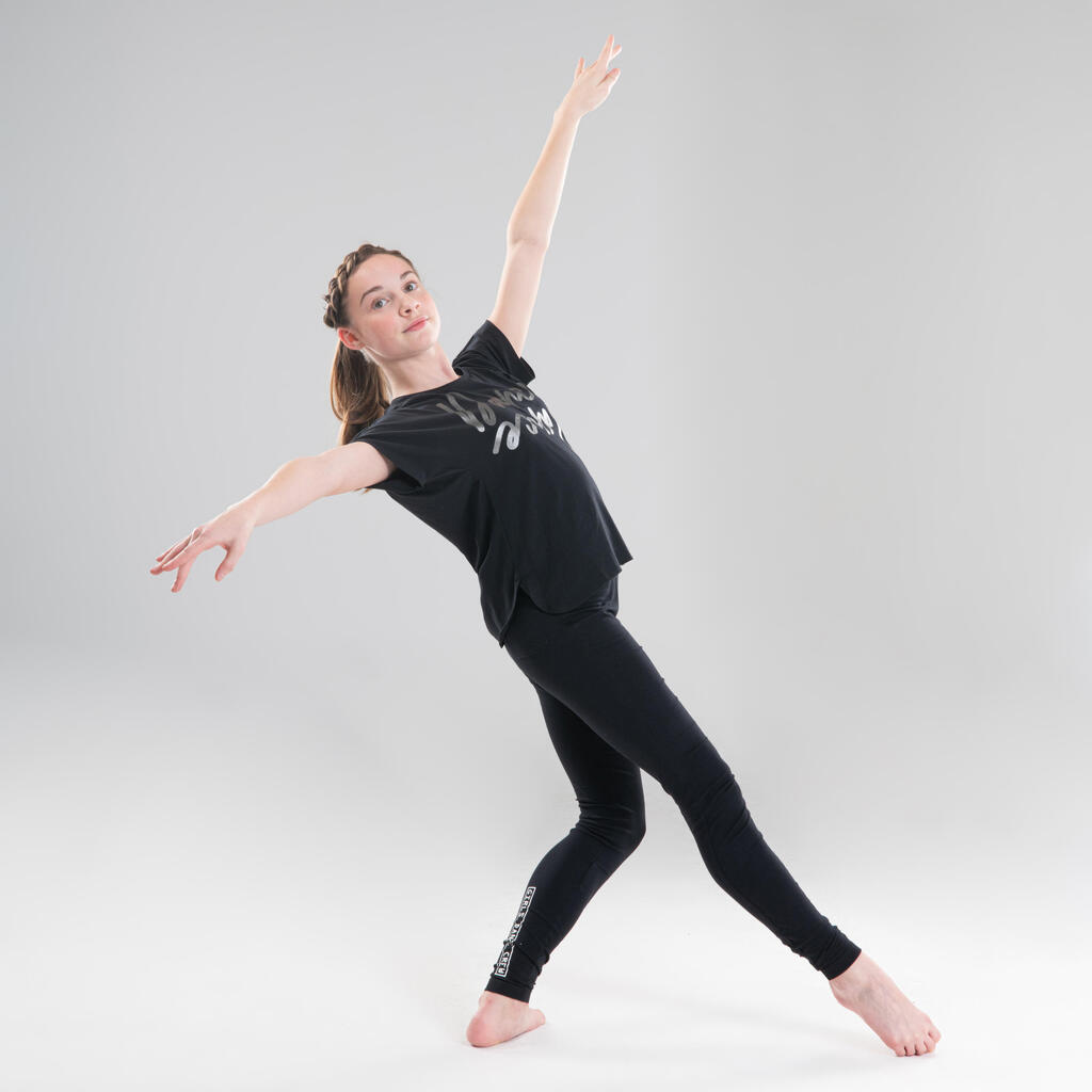 Girls' Draping Modern Dance T-Shirt - Black