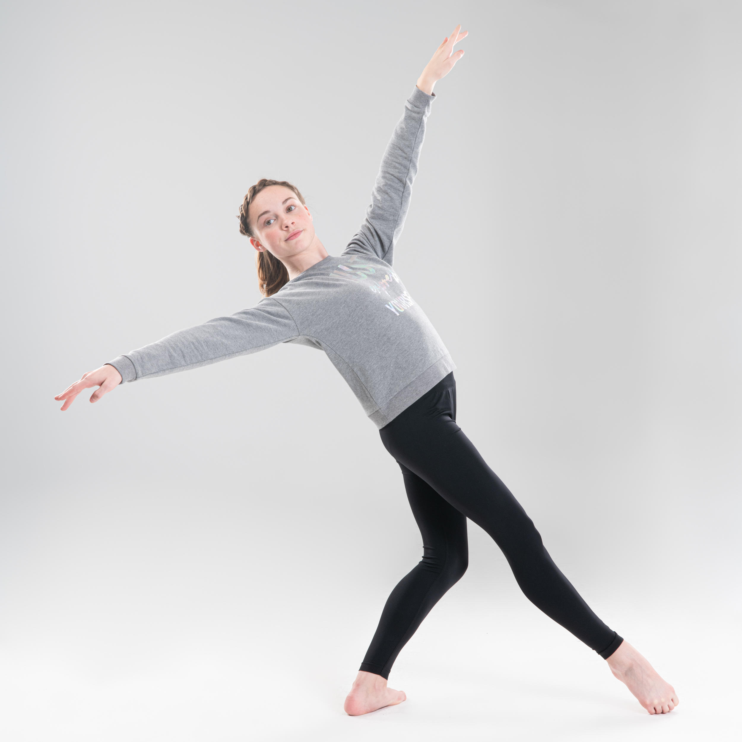 Girls' Hooded Modern Dance Sweatshirt - Grey 3/9