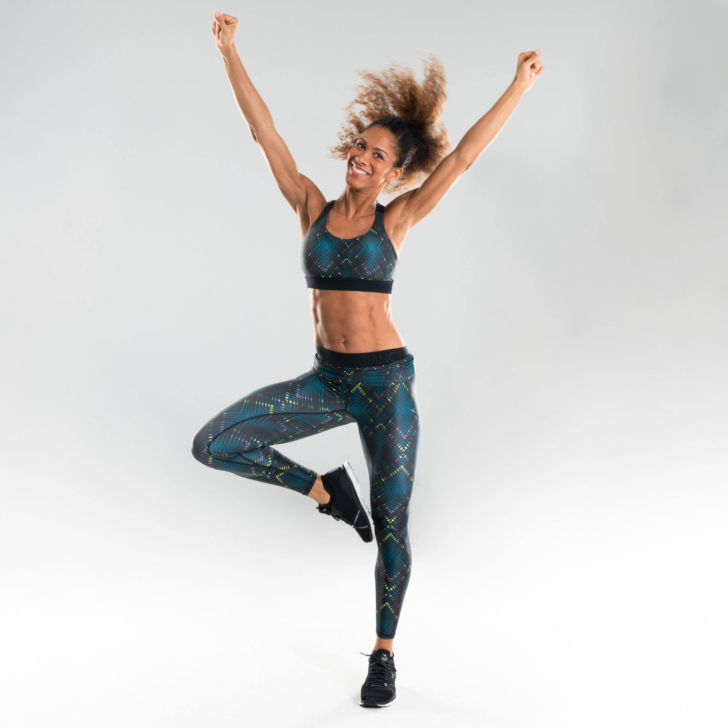 Women Gym Leggings - Black Print -  3