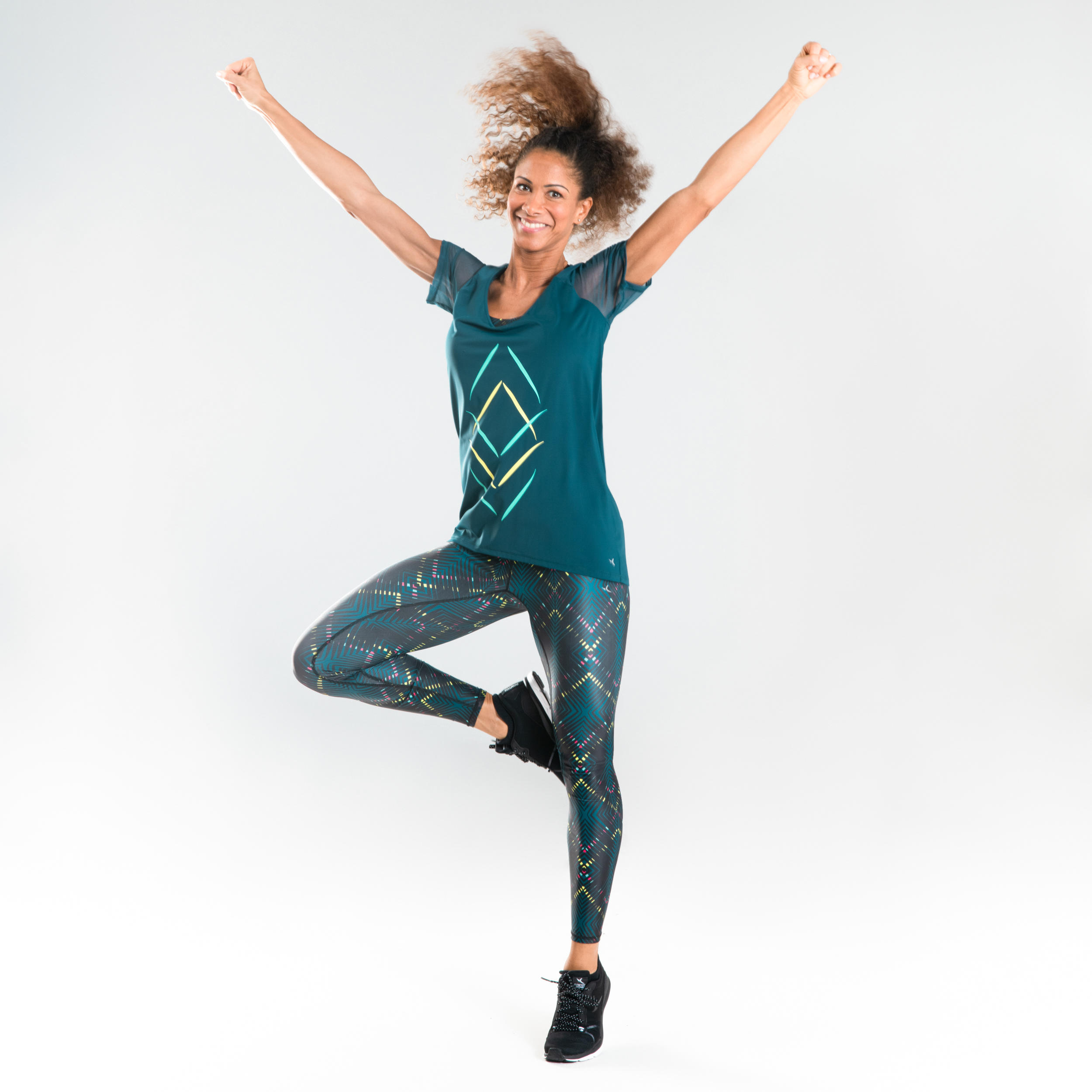Women's Fitness Dance T-Shirt - Petrol Blue 2/9