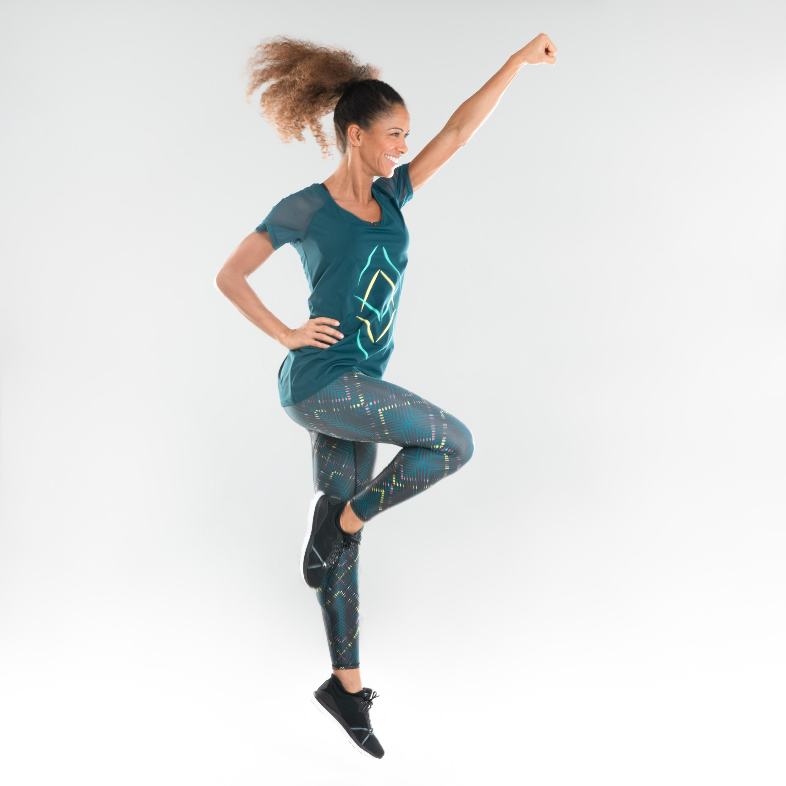 Women's Fitness Dance T-Shirt - Petrol Blue 5/9
