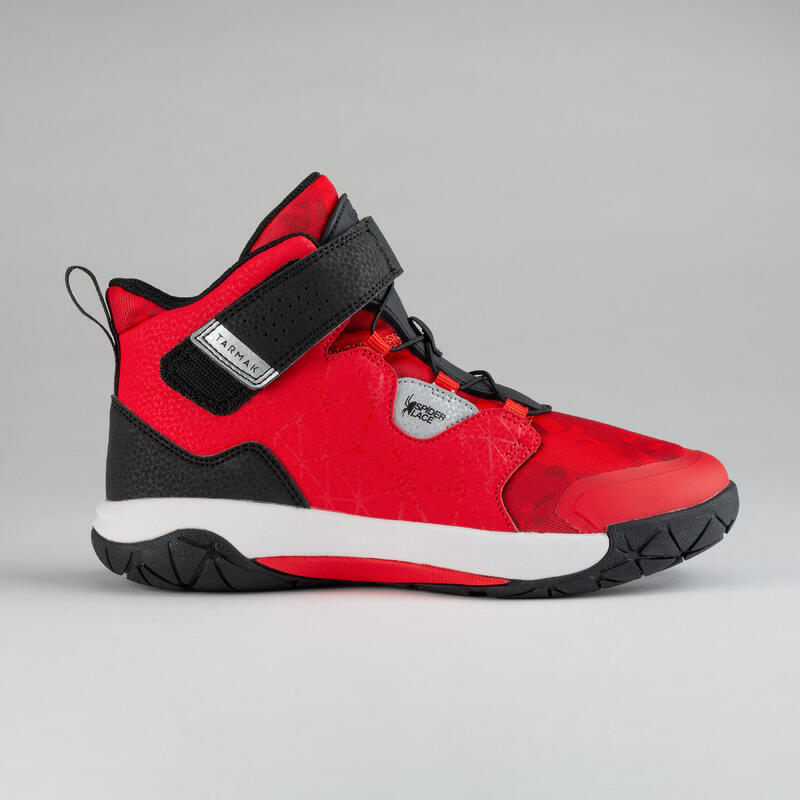 Boys'/Girls' Intermediate Basketball Shoes - Red/Black Spider Lace