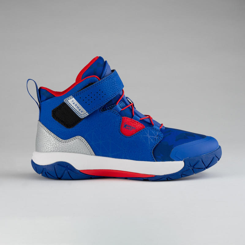 Boys Girls Intermediate Basketball Shoes Blue Red Spider Lace Decathlon