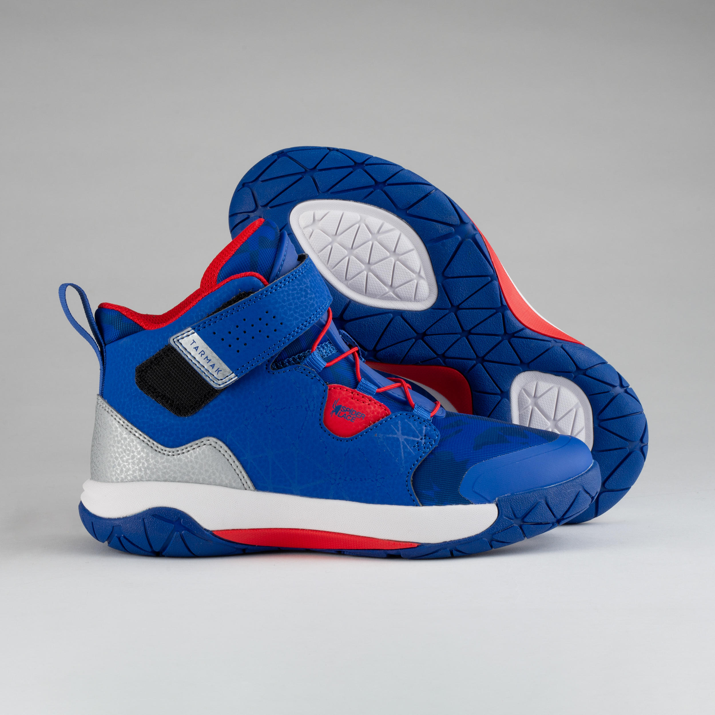 Boys'/Girls' Intermediate Basketball Shoes - Blue/Red Spider Lace 9/9