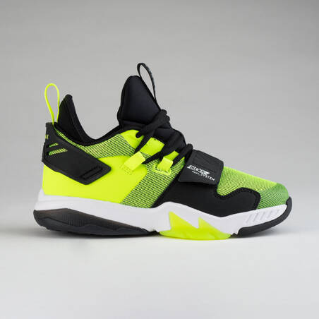 Sepatu Basket Menengah Anak Perempuan/Laki-laki - Hitam/Kuning Neon