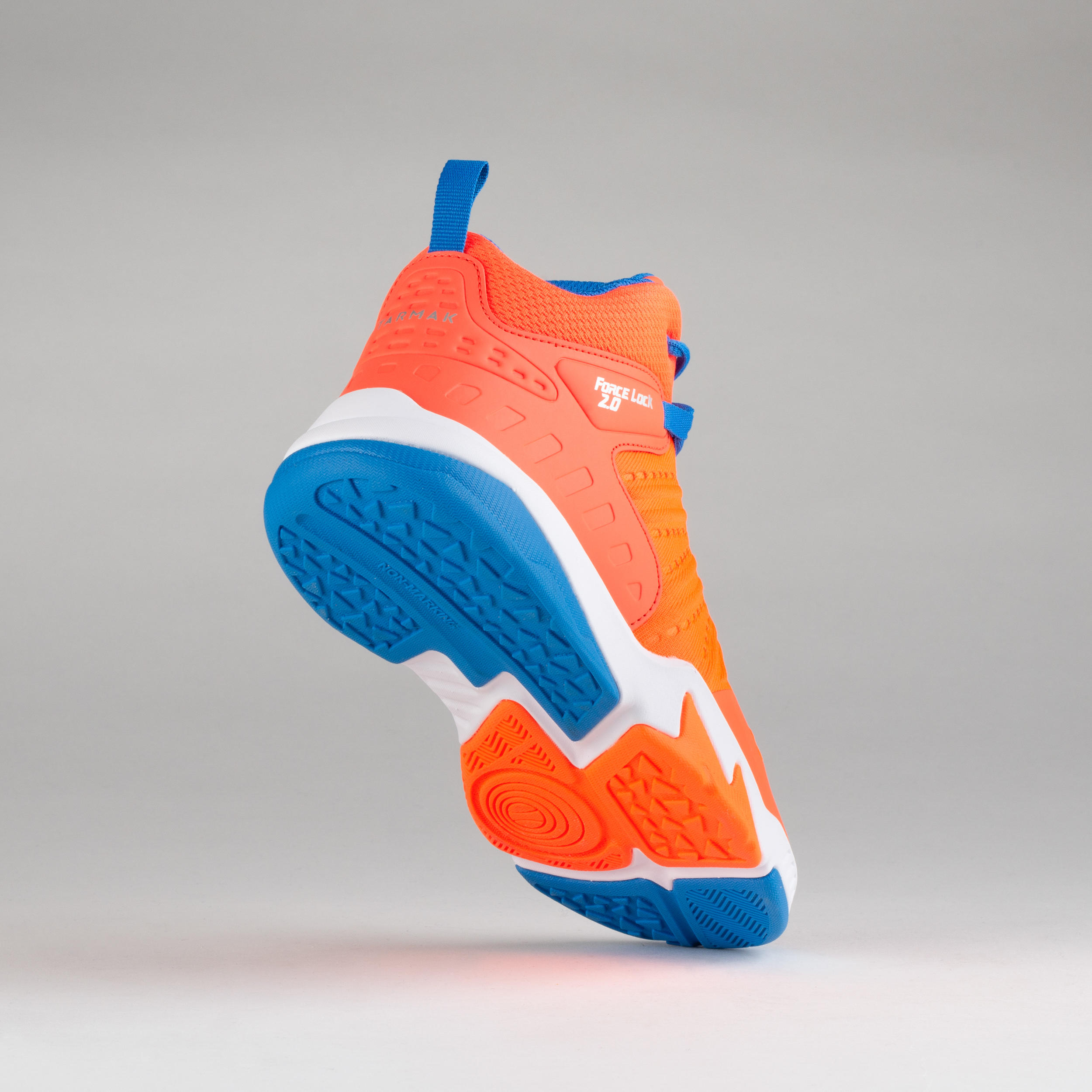 orange and navy blue basketball shoes