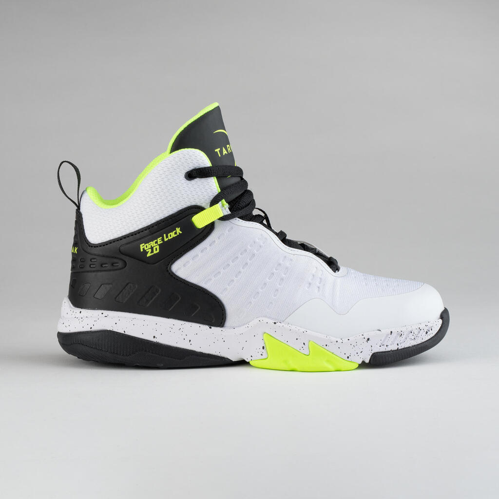 Παιδικά παπούτσια μπάσκετ μεσαίου επιπέδου ss500h - λευκό/κίτρινο/μαύρο