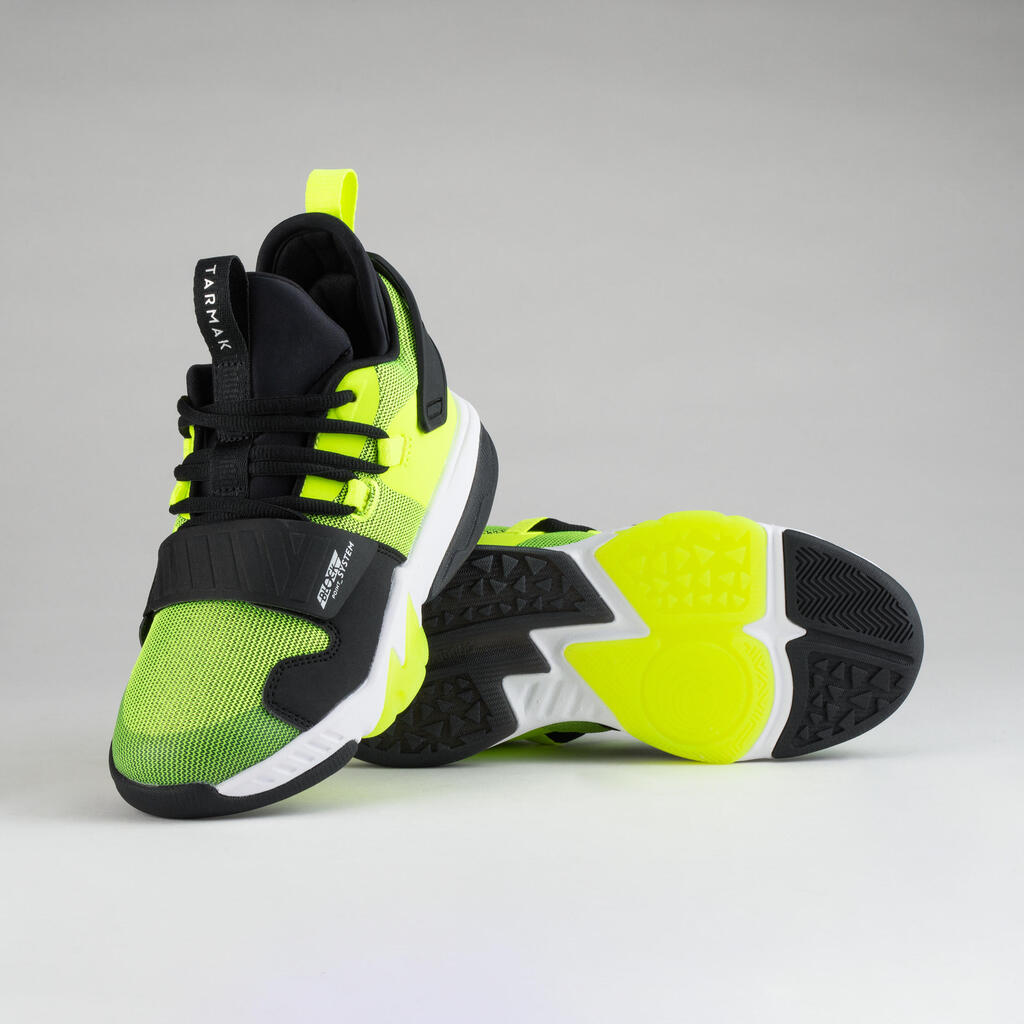 CHAUSSURES DE BASKETBALL ENFANT CONFIRME - SS500M NOIR JAUNE FLUO