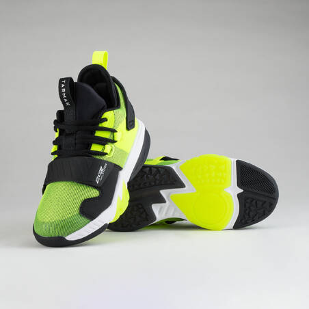 Sepatu Basket Menengah Anak Perempuan/Laki-laki - Hitam/Kuning Neon