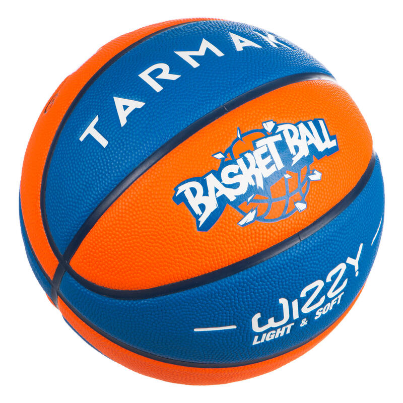 Ballon de basket enfant Wizzy basketball bleu orange taille 5 jusqu'a 10 ans.