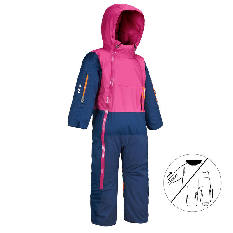 Warm en waterdicht skipak voor peuters XWARM PULL'N FIT roze en blauw