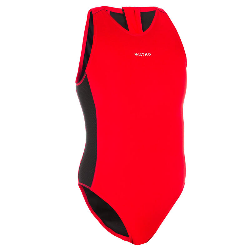 WOMEN'S ONE-PIECE WATER POLO SWIMSUIT - PLAIN RED