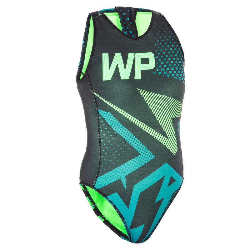 MAILLOT BAIN WATER POLO 1 PIÈCE 500 FEMME LILI VERT