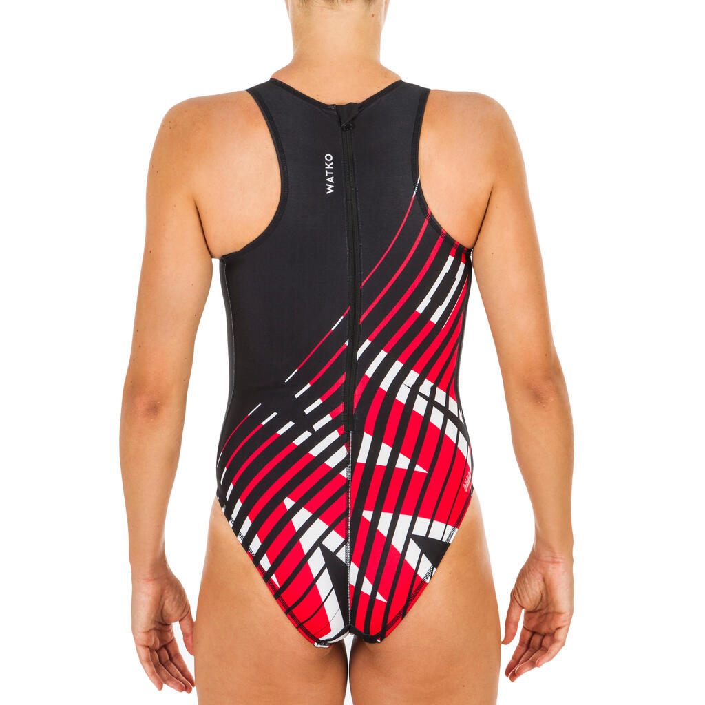 WOMEN'S ONE-PIECE SWIMSUIT WATER POLO ROCKY BLUE GREEN