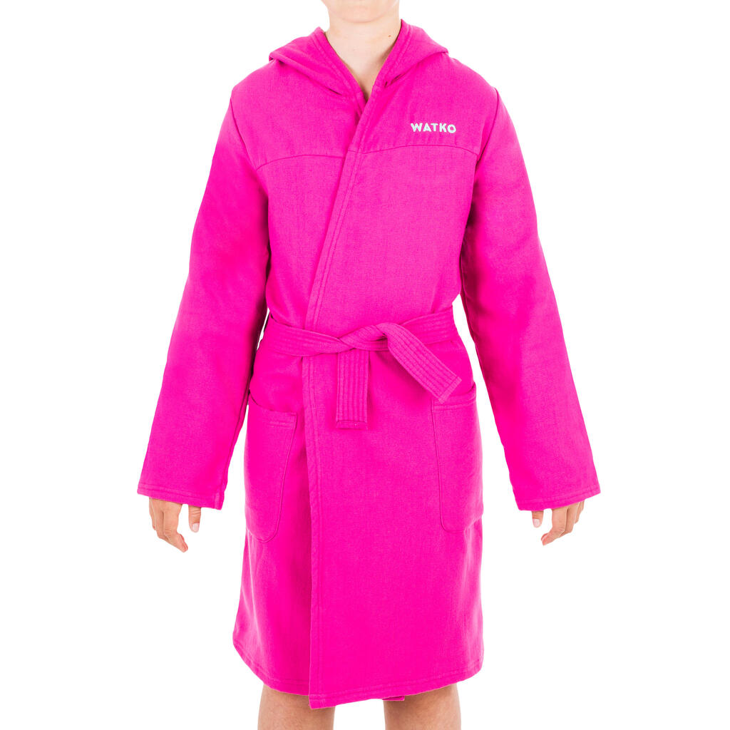 KIDS' ORGANIC COTTON POOL BATHROBE -PINK