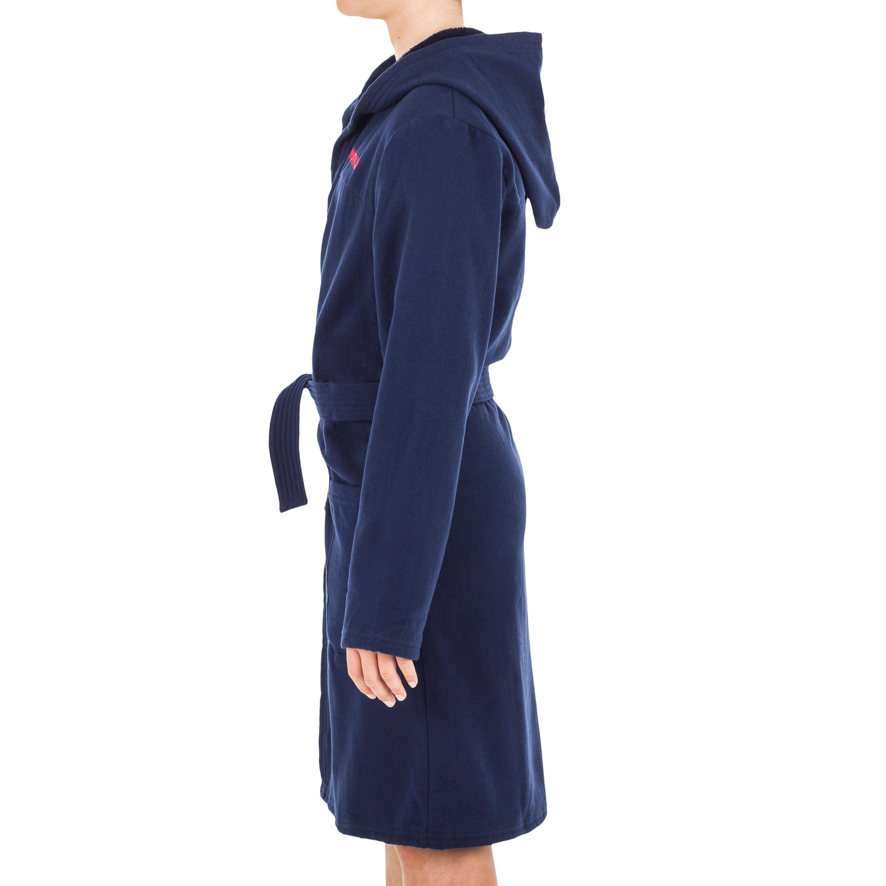 Peignoir de bain compact enfant à capuche en coton bleu acier 4/6