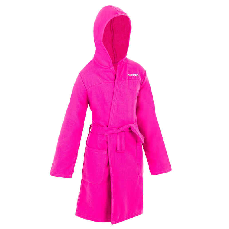 KIDS' ORGANIC COTTON POOL BATHROBE -PINK