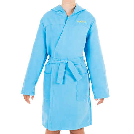 Kids' Compact Microfibre Pool Bathrobe - Light Blue