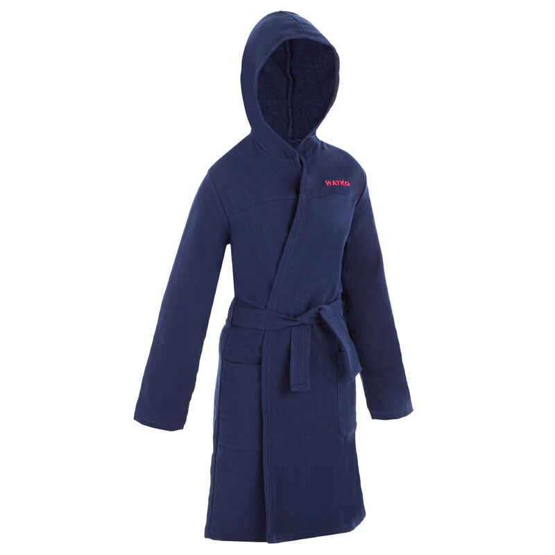 KIDS’ ORGANIC COTTON POOL BATHROBE -NAVY BLUE