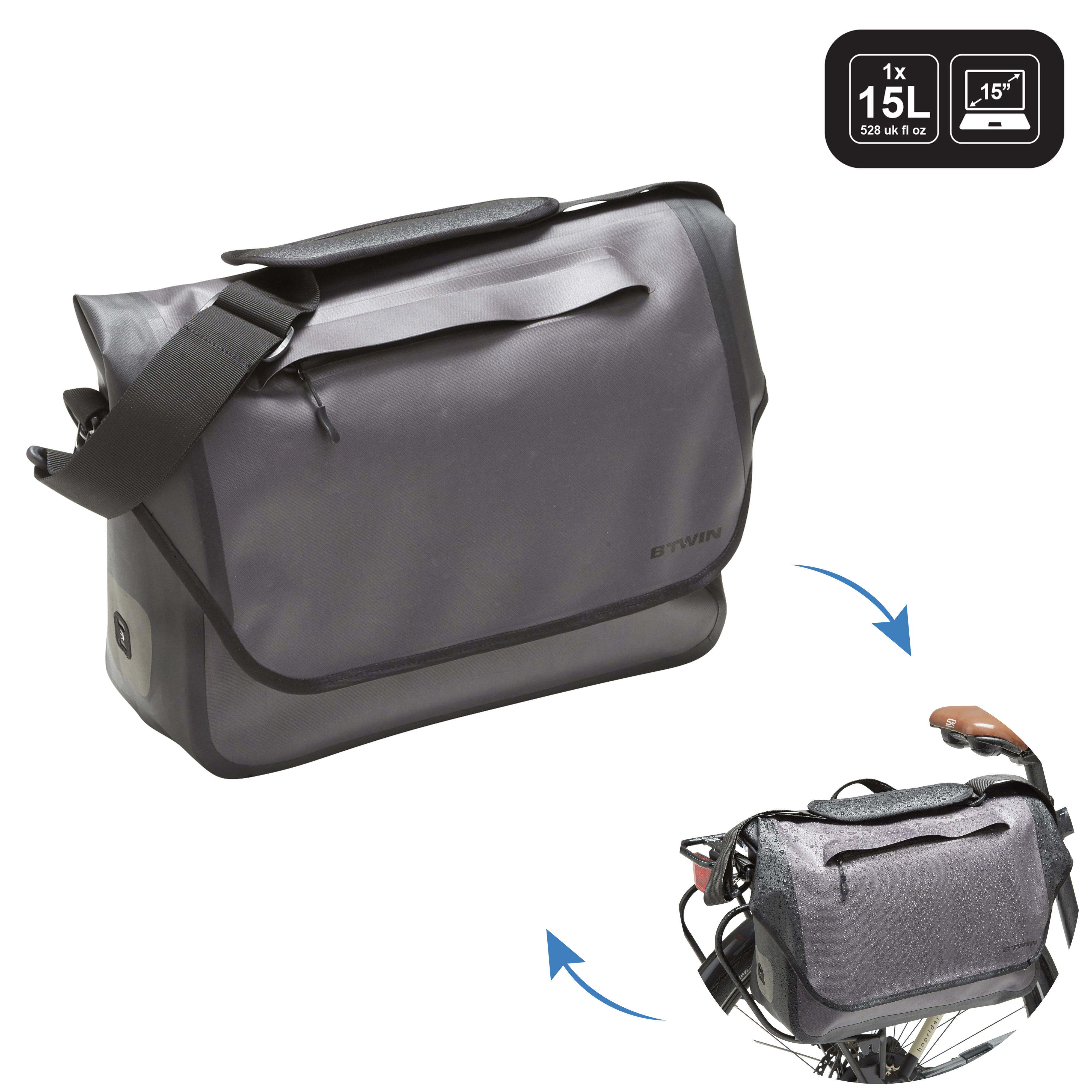 ALFORJA BANDOLERA 900 1X15L IMPERMEABLE ELOPS | Decathlon