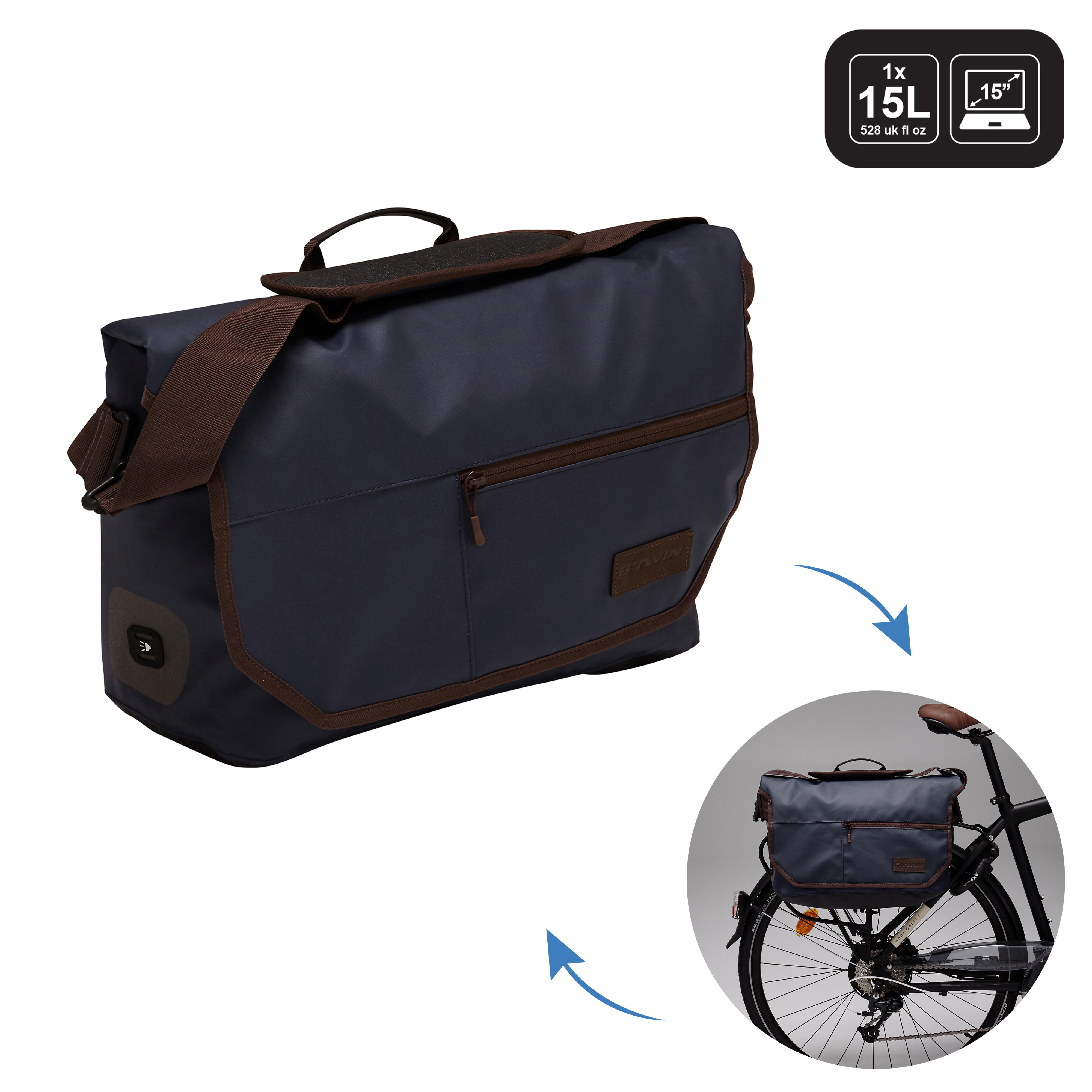 ALFORJA BICICLETA 500 1 x 15 L ELOPS | Decathlon