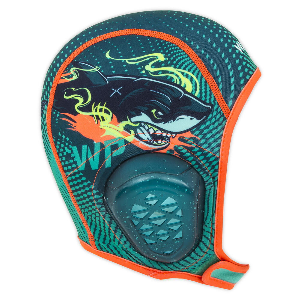 Detská čiapka na vodné pólo Easyplay Shark na suchý zips zelená