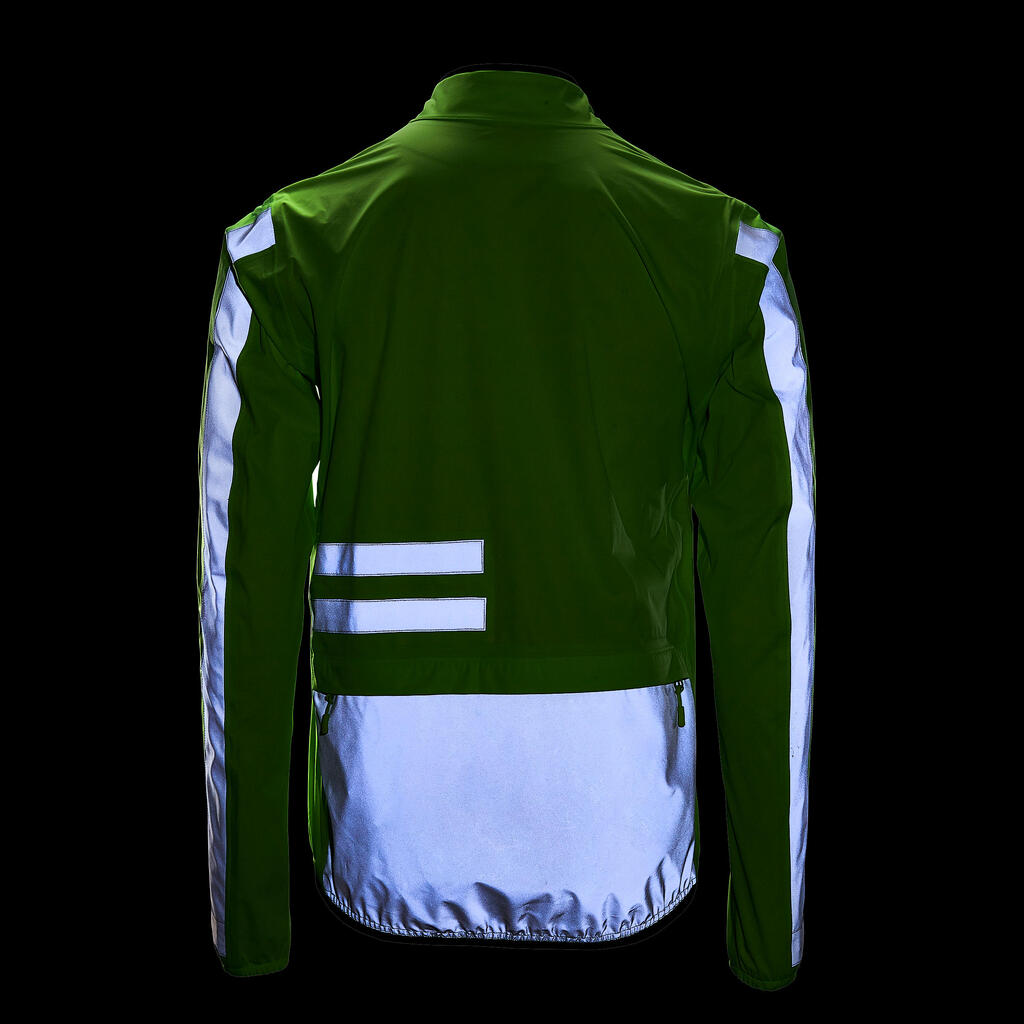 CHAQUETA IMPERMEABLE CICLISMO DE HOMBRE RUTA REFLECTANTE RC500