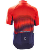 Men's Short-Sleeved Warm Weather Road Cycling Jersey RC100 - Stripes/Red