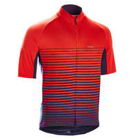 Men's Short-Sleeved Warm Weather Road Cycling Jersey RC100 - Stripes/Red