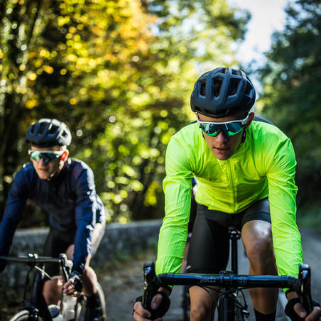 COUPE-VENT VELO ROUTE MANCHES LONGUES HOMME - RACER ULTRA-LIGHT  JAUNE