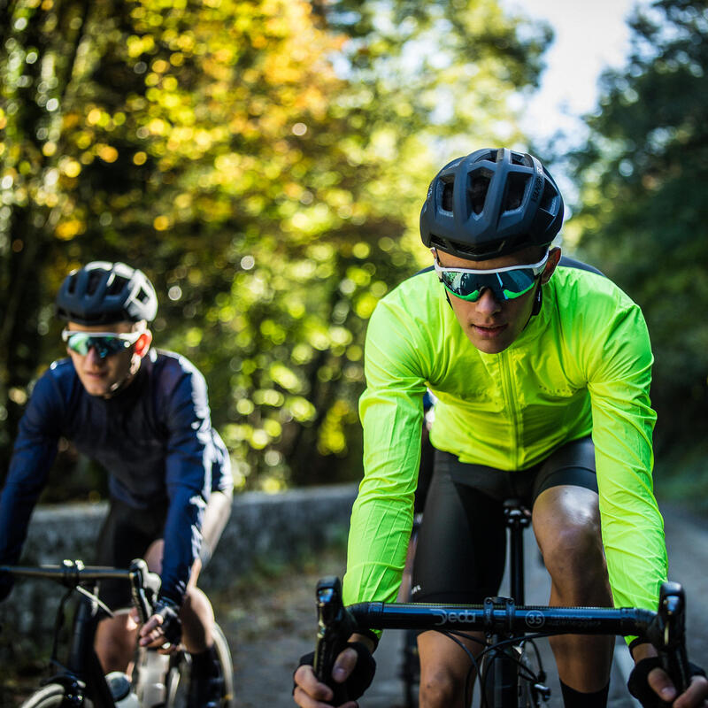 COUPE-VENT VELO ROUTE MANCHES LONGUES HOMME - RACER ULTRA-LIGHT JAUNE